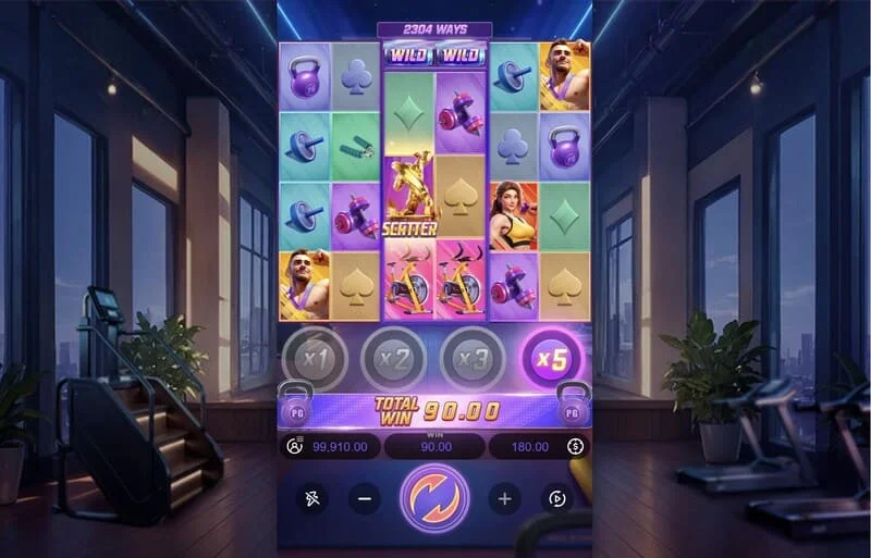 Mighty Mania – hovedspilskærm med 6x4 gitter