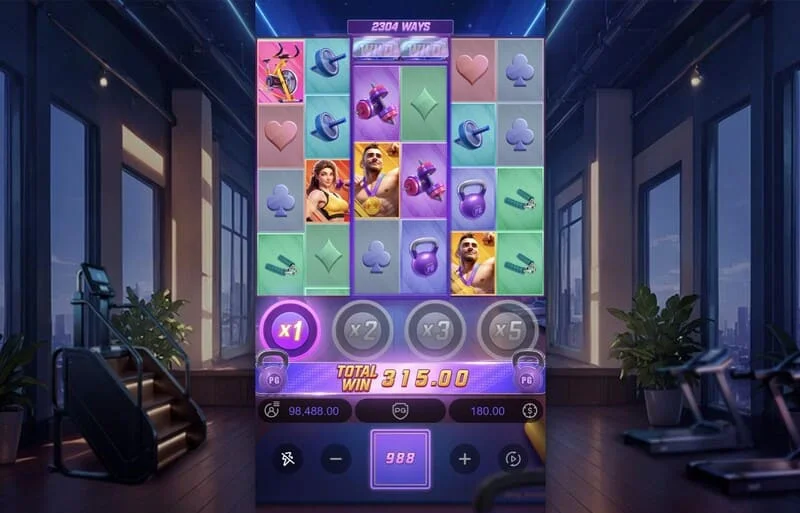 Mighty Mania – sessionsafslutningsskærm med total gevinst